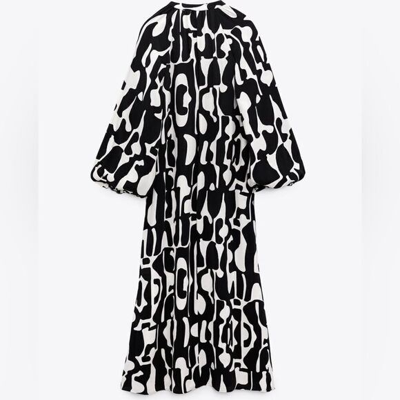 Zara Printed Midi Viscose Dress New - Picture 2 of 8